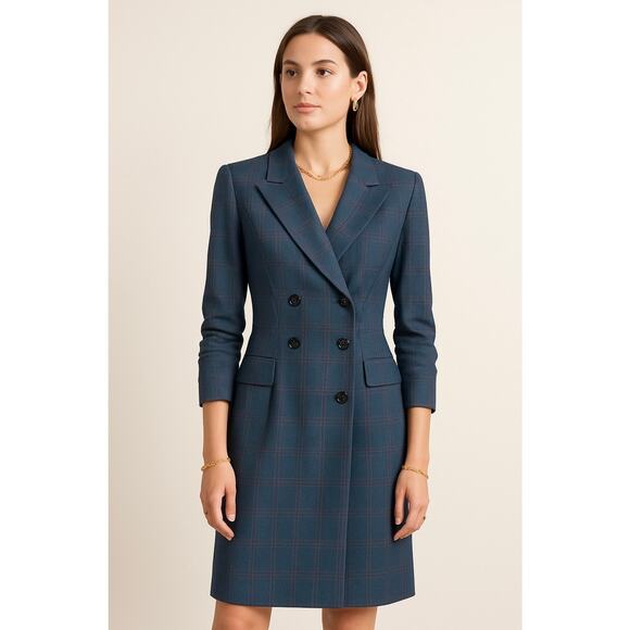 Vintage Pendleton Double Breasted Plaid Wool Coat Dress Size 6 Made in the USA - Picture 2 of 9